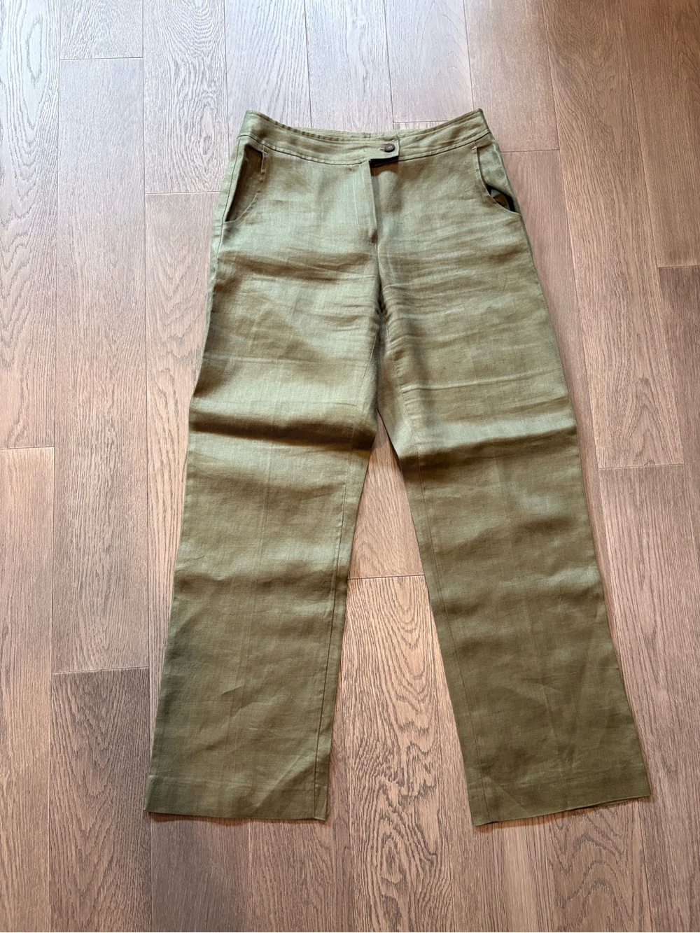 Harve Benard Olive Green Wide-Leg Trousers
